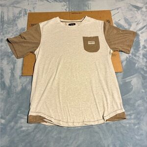Flomotion Men's Casual Gray and Brown Short Sleeve Tee with Pocket Large